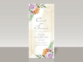 belle carte d'invitation de mariage aquarelle florale vecteur