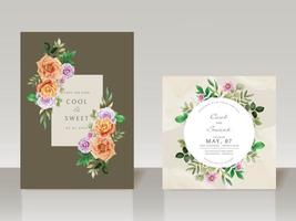 belle carte d'invitation de mariage aquarelle florale vecteur