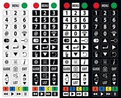 boutons de navigation universels pour panneaux de contrôle, pages web en noir et blanc. icônes miniatures avec symboles d'information pour un accès rapide au menu souhaité. vecteur