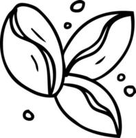 dessin au trait doodle de trois grains de café vecteur