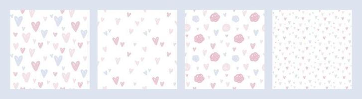 ensemble de motifs vectoriels continus de coeurs pastel dans un style romantique. fond pour chambre d'enfant, pour vêtements pour enfants, papier d'emballage, Saint Valentin, fête des mères, mariage, scrapbooking vecteur