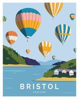 festival de montgolfières à bristol angleterre fond d'illustration vectorielle pour affiche, carte postale, impression d'art avec un style minimaliste. vecteur