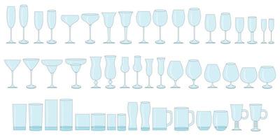 verres de couleur pour vin, champagne, whisky, cognac. types de verres pour boissons alcoolisées et non alcoolisées.
