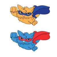 super chats bleus et orange dans le style bande dessinée. vecteur