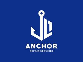 création de logo l ancre alphabet artistique pour bateau bateau marine transport nautique vecteur gratuit