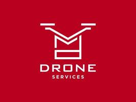 icône de vecteur de modèle de logo de drone lettre d. vecteur de drone de photographie. icône de vecteur d'hélicoptère quad