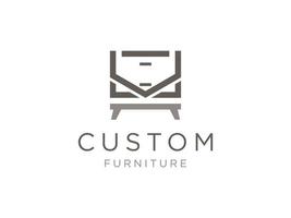 lettre v avec inspiration de conception de logo de concept de meubles en bois vecteur