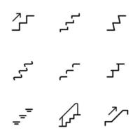 ensemble d'icône d'escalier avec échelle de symbole de silhouette sur illustration vectorielle fond blanc vecteur