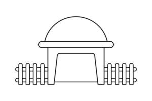 dessin de contour abstrait, maison de dôme moderne en forme d'illustration vectorielle de clôture en bois vecteur