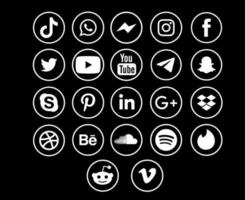 collection icône de médias sociaux logo symbole abstrait illustration vectorielle vecteur