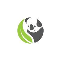 création de logo vectoriel panda avec vecteur icône feuille