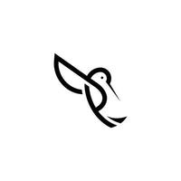 illustration vectorielle de conception d'icône de logo de ligne de colibri simple. vecteur