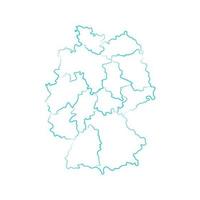 Carte de l'Allemagne avec les régions sur fond blanc vecteur