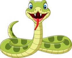 dessin animé mignon serpent vert sur fond blanc vecteur