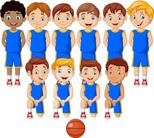 équipe d'enfants de basket-ball de dessin animé en uniforme vecteur