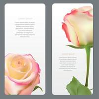 belles cartes florales avec des fleurs réalistes rose et lilly illustration vectorielle vecteur