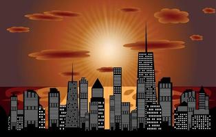 illustration vectorielle de la silhouette des villes au coucher du soleil. ep 10. vecteur