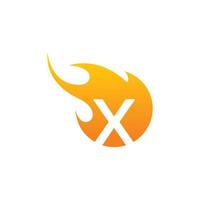 lettre x initiale avec création vectorielle de logo de feu. vecteur