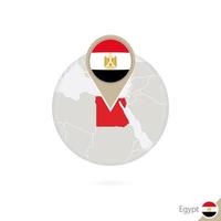 carte de l'égypte et drapeau en cercle. carte de l'égypte, épinglette du drapeau de l'égypte. carte de l'égypte dans le style du globe. vecteur