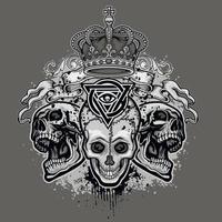 signe gothique avec crâne avec couronne, t-shirts design vintage grunge vecteur