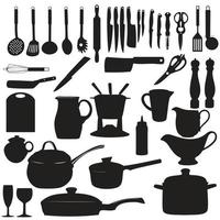 outils de cuisine silhouette illustration vectorielle vecteur