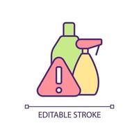 produits chimiques toxiques dans les détergents icône de couleur rvb. substances dangereuses. contenu dangereux des nettoyants ménagers. illustration vectorielle isolée. dessin au trait rempli simple. vecteur