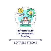 icône de concept de financement de l'amélioration des infrastructures. programme d'aide pour l'illustration de la ligne mince de l'idée abstraite de la croissance du démarrage. dessin de contour isolé. trait modifiable. vecteur