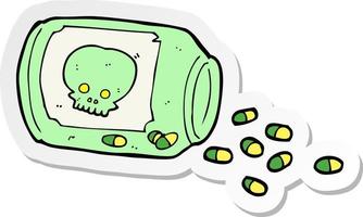 autocollant d'un dessin animé de pilules dangereuses vecteur