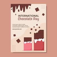 modèle d'affiche de médias sociaux joyeux jour du chocolat illustration vectorielle de dessin animé plat fond vecteur