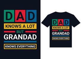 papa en sait beaucoup mais grand-père sait tout typographie de conception de t-shirt vecteur