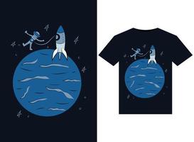 saut dans l'espace et conception de t-shirt drôle d'astronaute de l'espace haute résolution vecteur