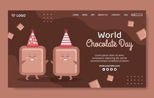 modèle de page de destination des médias sociaux joyeux jour du chocolat illustration vectorielle de dessin animé plat fond vecteur