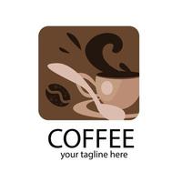 logo de café avec une cuillère utilisée pour remuer un café vecteur