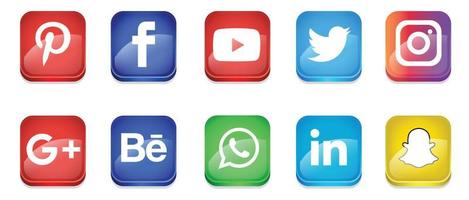 boutons carrés de médias sociaux