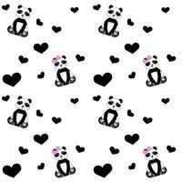 mignon modèle sans couture avec des pandas et des coeurs. fond pour les enfants vecteur