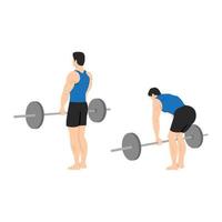 homme faisant de l'exercice de deadlift de jambe raide d'haltères. illustration de vecteur plat isolé sur fond blanc