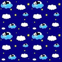 joli panda endormi. panda dort sur un nuage. modèle sans couture pour les enfants. illustration vectorielle vecteur
