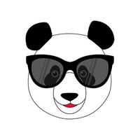 joli visage de panda avec des lunettes. illustration vectorielle isolée sur fond blanc vecteur