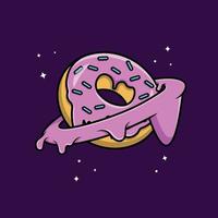 illustration d'icône de vecteur de dessin animé de planète donut. concept d'icône de nourriture isolé vecteur premium.