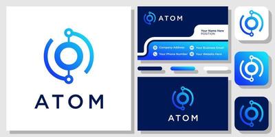 conception de logo moderne de réseau de connexion de molécule de technologie de cercle d'atome avec le modèle de carte de visite vecteur