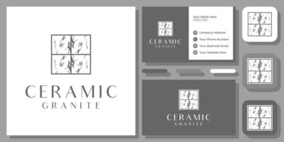 céramique granit mur sol pierre marbre carrelage intérieur luxe élégant vecteur création de logo avec carte de visite