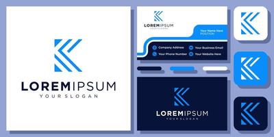 lettre initiale k technologie solution numérique création de logo vectoriel monogramme simple avec carte de visite