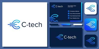 lettre initiale c technologie moderne simple cercle monogramme vecteur icône création de logo avec carte de visite