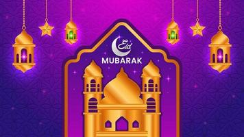 eid mubarak ornement élégant arabe islamique avec un design de fond islamique de lanternes décoratives. vecteur