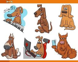 jeu de caractères animaux drôles de chiens de dessin animé vecteur