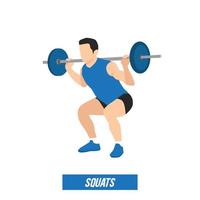 jeune athlète powerlifter squat en dynamophilie isolé sur fond blanc pour infographie vecteur