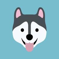 icône de visage de chien husky sibérien mignon, illustration vectorielle vecteur