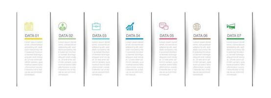 7 modèle d'index de ligne mince d'onglet d'infographie de données. illustration vectorielle arrière-plan infographique carré abstrait. vecteur
