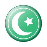 symbole de l'islam un croissant de lune et une étoile sur une couleur plate de fond rond pour les applications et les sites Web vecteur
