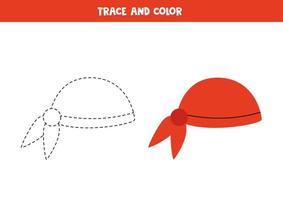 tracer et colorier le bandana rouge. feuille de travail pour les enfants. vecteur